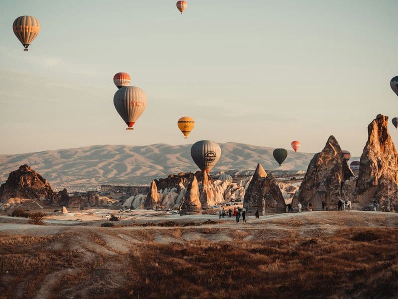 A balloon over the Cappadocia valleys